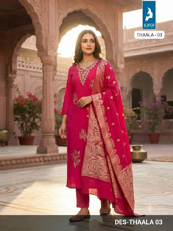 KAYA EHAALA WHOLESALE READYMADE VERTICAN SILK BIG SIZE STUNNING LOOK 3 PCS COMBO SET SUITS SUPPLIER