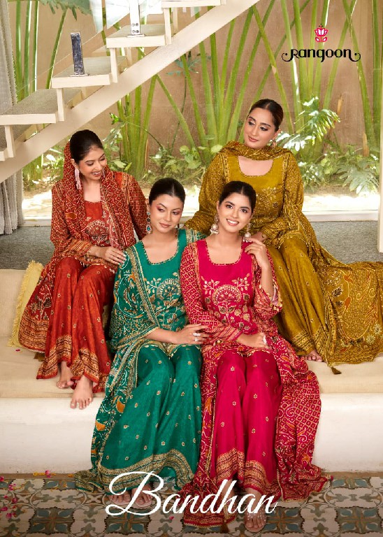 RANGOON BANDHAN WHOLESALE READYMADE PURE MUSLIN FESTIVE TRENDY 3 PCS SUITS EXPORTER
