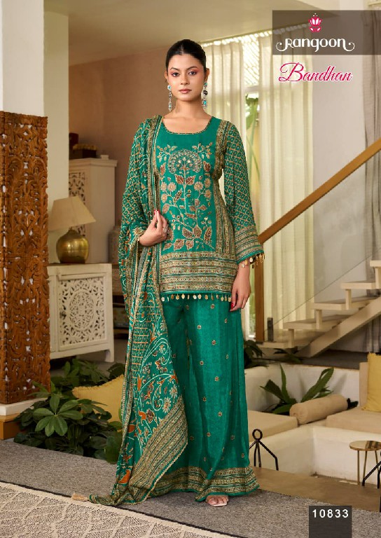 RANGOON BANDHAN WHOLESALE READYMADE PURE MUSLIN FESTIVE TRENDY 3 PCS SUITS EXPORTER