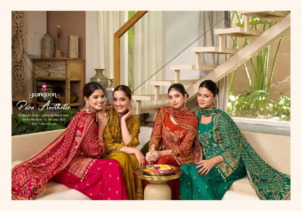 RANGOON BANDHAN WHOLESALE READYMADE PURE MUSLIN FESTIVE TRENDY 3 PCS SUITS EXPORTER