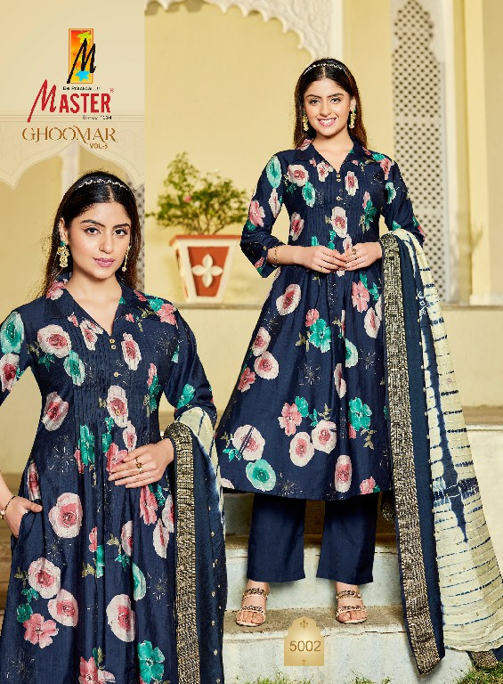 MASTER GHOOMER VOL 5 WHOLESALE READYMADE VERTICAN TRENDING 3 PCS SUITS FOR WOMEN ONLINE