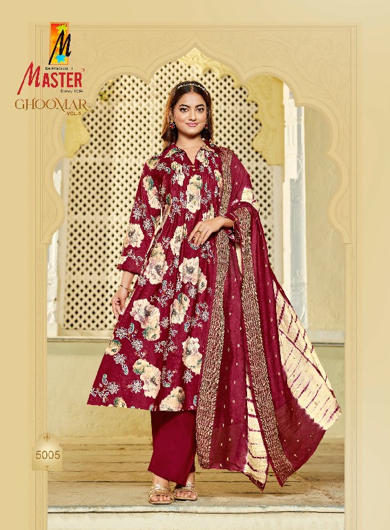 MASTER GHOOMER VOL 5 WHOLESALE READYMADE VERTICAN TRENDING 3 PCS SUITS FOR WOMEN ONLINE