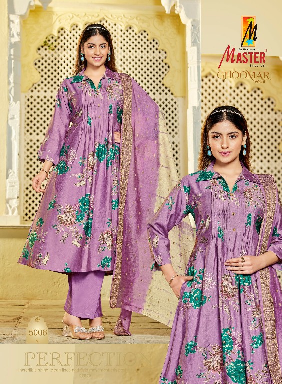MASTER GHOOMER VOL 5 WHOLESALE READYMADE VERTICAN TRENDING 3 PCS SUITS FOR WOMEN ONLINE