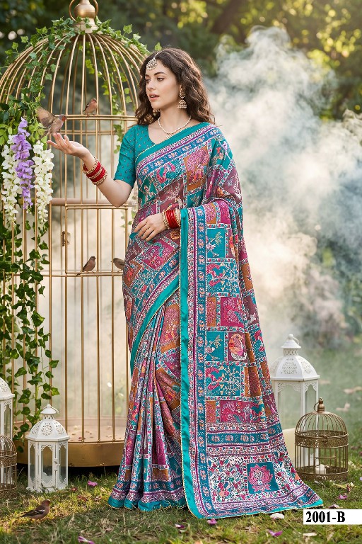 VALLABHI PRINTS KUMKUM VOL 4 WHOLESALE SATIN ETHNIC PRINT INDIAN SAREES FOR WOMEN EXPORTER