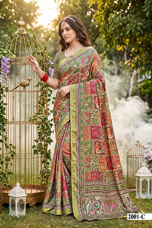 VALLABHI PRINTS KUMKUM VOL 4 WHOLESALE SATIN ETHNIC PRINT INDIAN SAREES FOR WOMEN EXPORTER
