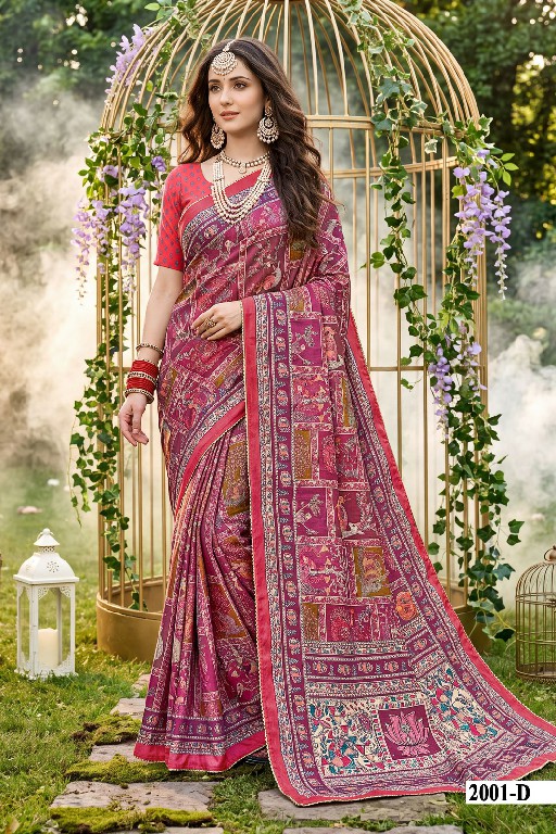 VALLABHI PRINTS KUMKUM VOL 4 WHOLESALE SATIN ETHNIC PRINT INDIAN SAREES FOR WOMEN EXPORTER