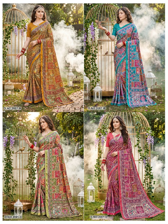 VALLABHI PRINTS KUMKUM VOL 4 WHOLESALE SATIN ETHNIC PRINT INDIAN SAREES FOR WOMEN EXPORTER