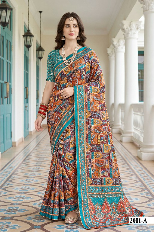 VALLABHI PRINTS KUMKUM VOL 3 WHOLESALE SATIN PRETTY LOOK INDIAN SAREES FOR WOMEN SUPPLIER