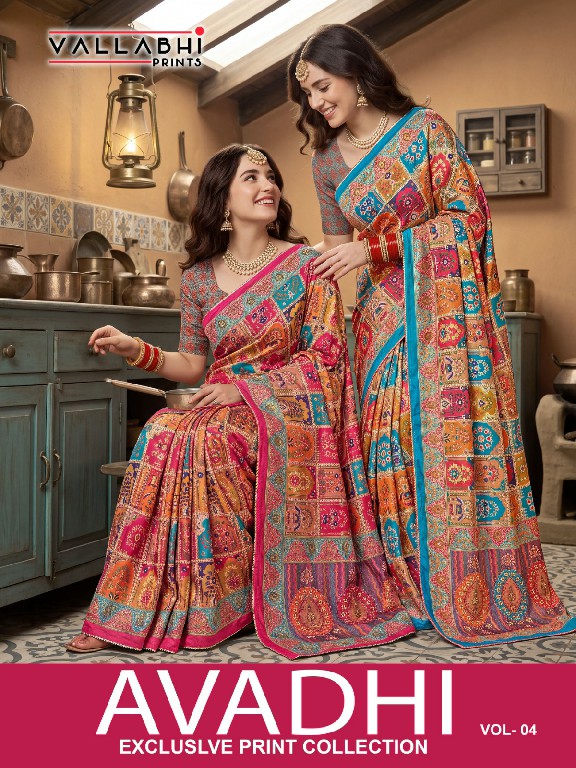VALLABHI PRINTS AVADHI VOL 4 WHOLESALE CHIFFON PRINTED GORGEOUS LOOK INDIAN SAREES FOR WOMEN EXPORTER
