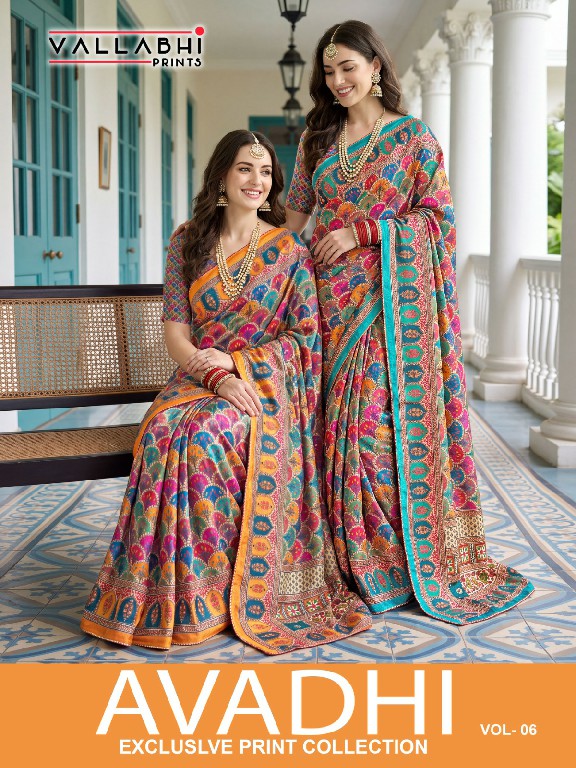 VALLABHI PRINTS AVADHI VOL 6 WHOLESALE CHIFFON PRINTED ETHNIC INDIAN SAREES FOR WOMEN SUPPLIER