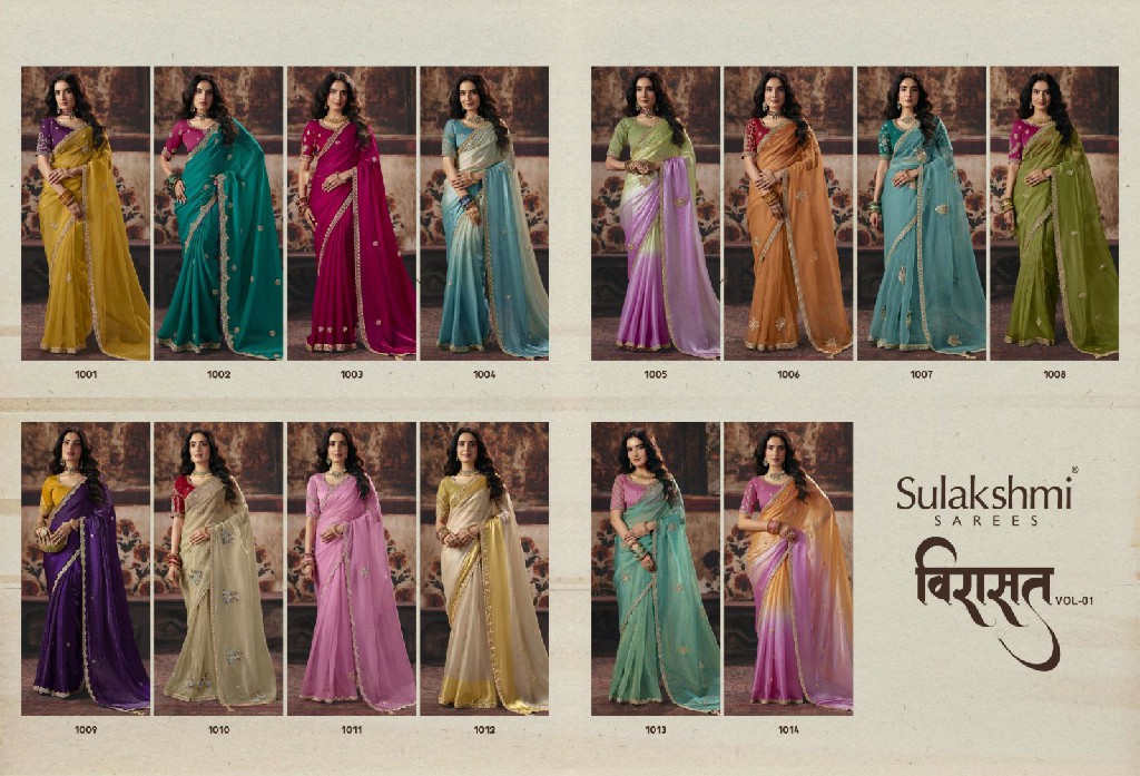 SULAKSHMI VIRASAT VOL 1 WHOLESALE DELICATE HEAVY WORK DESIGNER INDIAN SAREES FOR WOMEN ONLINE