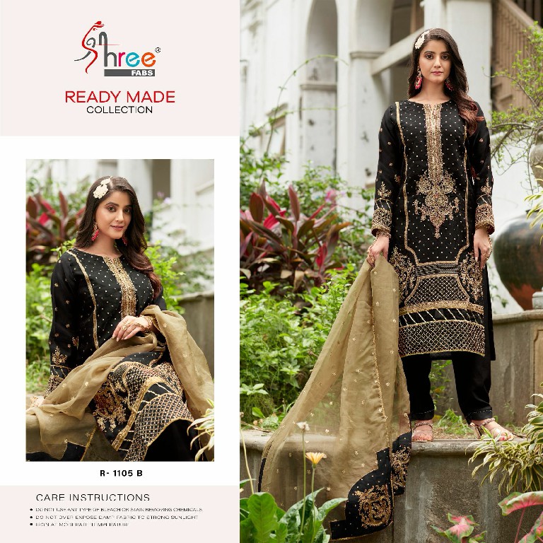 SHREE FABS R-1105 WHOLESALE READYMADE ORGANZA KASAK KHATLI WORK PAKISTANI 3 PCS SUITS EXPORTER