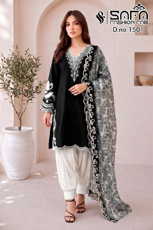 SAFA FASHION D.NO 1501 WHOLESALE READYMADE GAJJI SATIN FARSI SALWAR STYLE 3 PCS COMBO SET SUITS FOR EXPORT