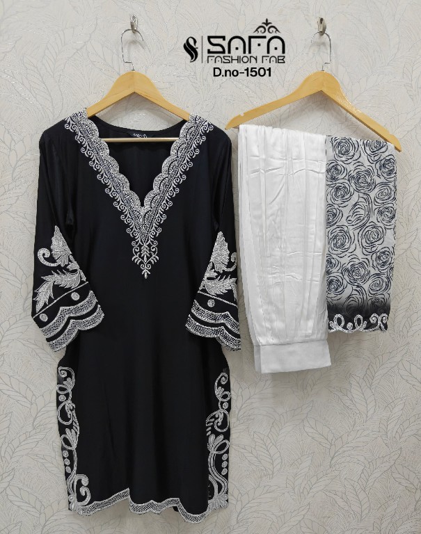 SAFA FASHION D.NO 1501 WHOLESALE READYMADE GAJJI SATIN FARSI SALWAR STYLE 3 PCS COMBO SET SUITS FOR EXPORT