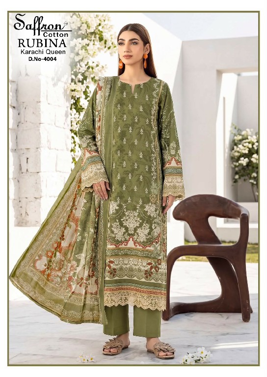 SAFFRON RUBINA KARACHI QUEEN VOL 4 WHOLESALE COTTON DIGITAL STYLE PRINTED CASUAL WEAR DRESS MATERIAL EXPORTER