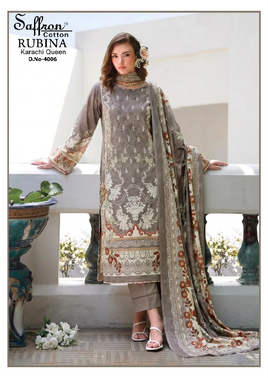 SAFFRON RUBINA KARACHI QUEEN VOL 4 WHOLESALE COTTON DIGITAL STYLE PRINTED CASUAL WEAR DRESS MATERIAL EXPORTER