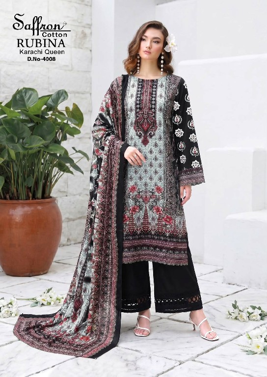 SAFFRON RUBINA KARACHI QUEEN VOL 4 WHOLESALE COTTON DIGITAL STYLE PRINTED CASUAL WEAR DRESS MATERIAL EXPORTER