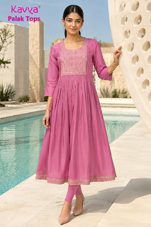 KAVYA PALAK TOPS WHOLESALE READYMADE VETICAN BEAUTIFUL UMBRELLA CUT COMBO KURTIS FOR WOMEN EXPORTER