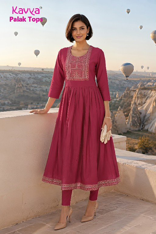 KAVYA PALAK TOPS WHOLESALE READYMADE VETICAN BEAUTIFUL UMBRELLA CUT COMBO KURTIS FOR WOMEN EXPORTER