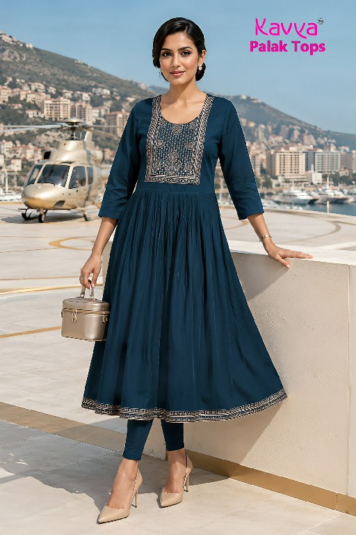 KAVYA PALAK TOPS WHOLESALE READYMADE VETICAN BEAUTIFUL UMBRELLA CUT COMBO KURTIS FOR WOMEN EXPORTER