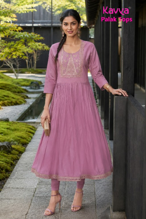 KAVYA PALAK TOPS WHOLESALE READYMADE VETICAN BEAUTIFUL UMBRELLA CUT COMBO KURTIS FOR WOMEN EXPORTER