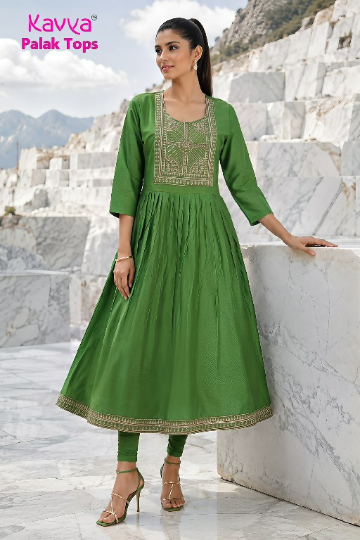 KAVYA PALAK TOPS WHOLESALE READYMADE VETICAN BEAUTIFUL UMBRELLA CUT COMBO KURTIS FOR WOMEN EXPORTER