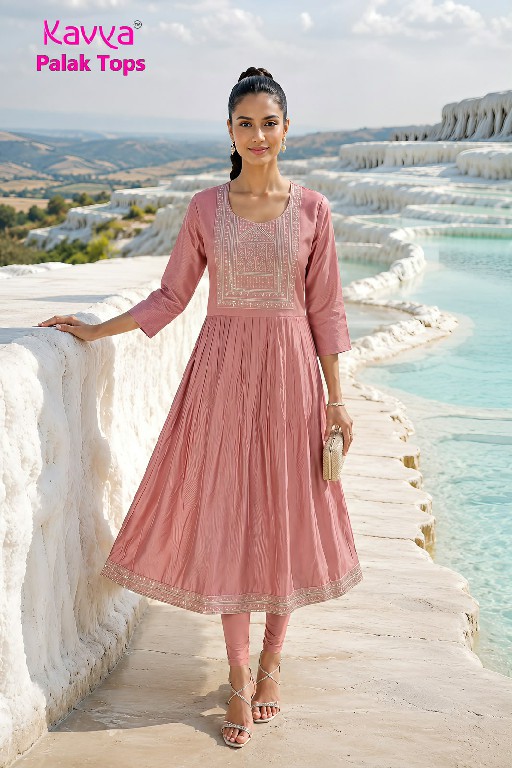 KAVYA PALAK TOPS WHOLESALE READYMADE VETICAN BEAUTIFUL UMBRELLA CUT COMBO KURTIS FOR WOMEN EXPORTER