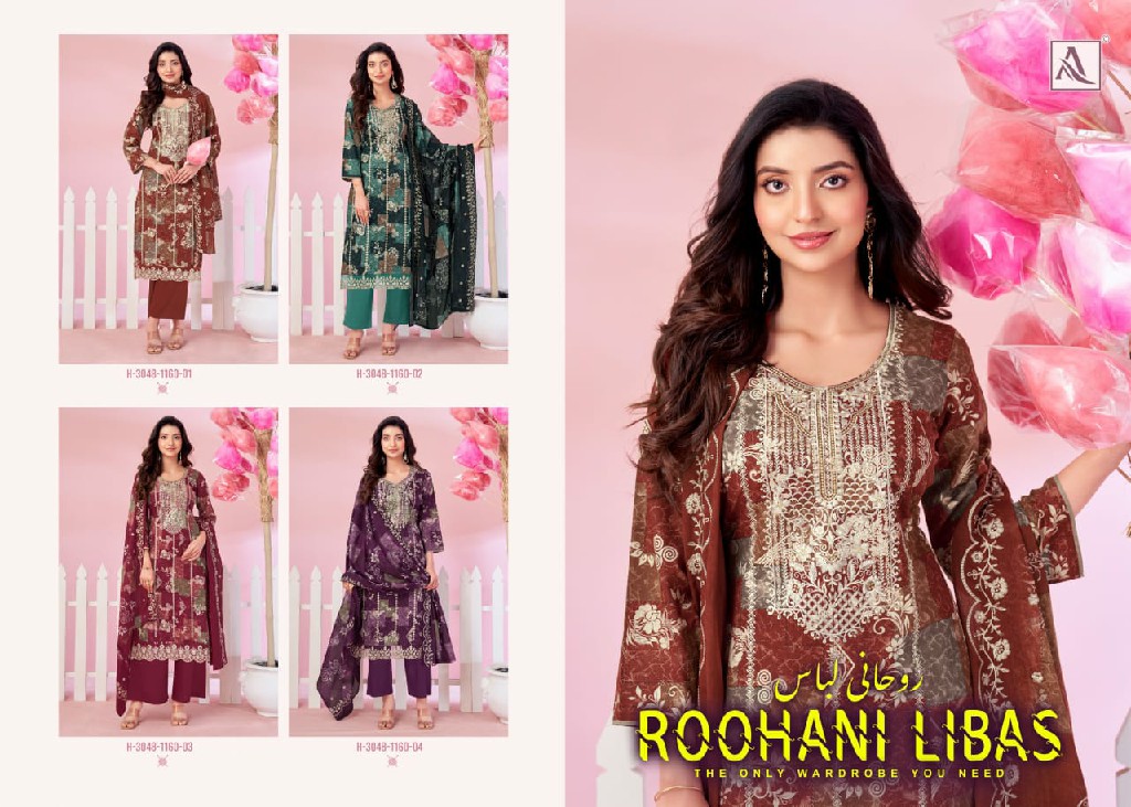 ALOK SUIT ROOHANI LIBAS WHOLESALE CAMBRIC COTTON FANCY EMBROIDERY WORK UNSTITCH SALWAR SUITS SUPPLIER