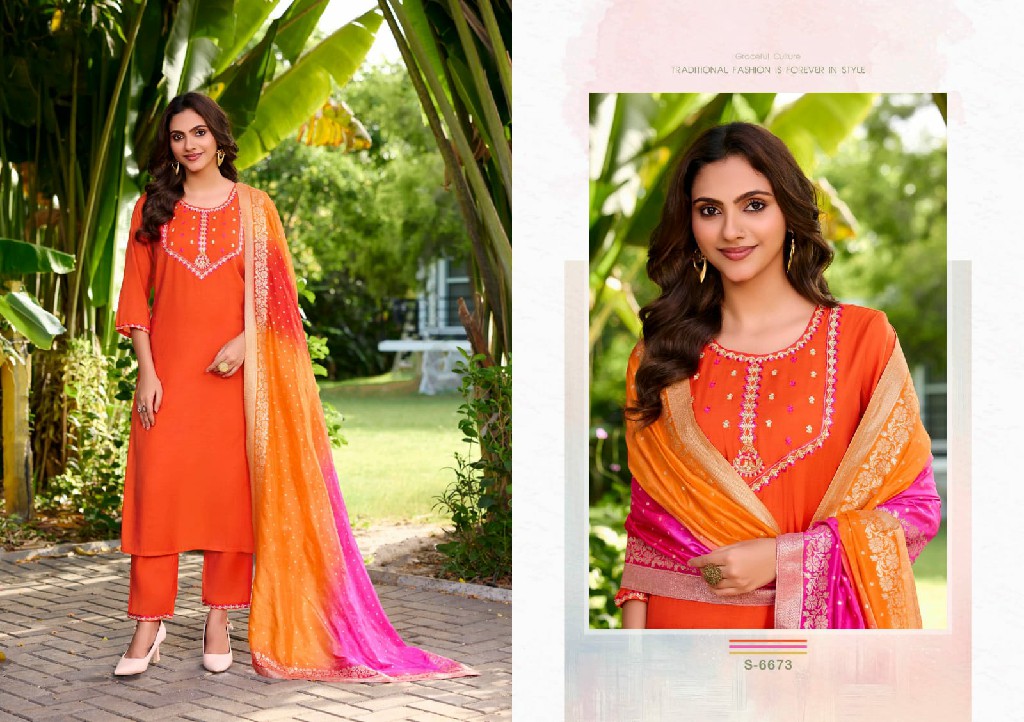 SBS BY SUBHASH ANVAYA WHOLESALE READYMADE MAL CHANDERI FASHIONABLE 3 PCS SUITS SUPPLIER