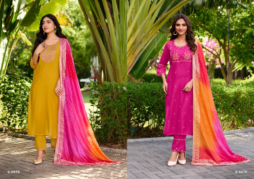 SBS BY SUBHASH ANVAYA WHOLESALE READYMADE MAL CHANDERI FASHIONABLE 3 PCS SUITS SUPPLIER