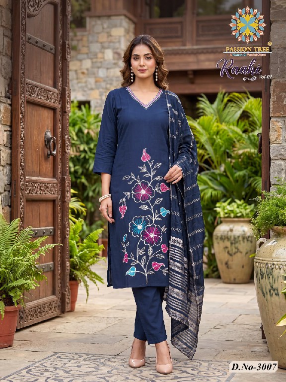 PASSION TREE RAAHI VOL 3 WHOLESALE READYMADE ROMAN SILK BIG SIZE FANCY STRAIGHT CUT 3 PCS SUITS SUPPLIER