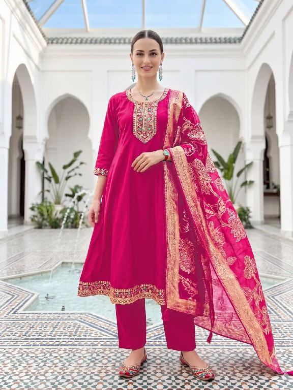 OSSM RESHAM VOL 3 WHOLESALE READYMADE ROMAN SILK AMAZING ANARKALI STYLE 3 PCS SUITS FOR EXPORT