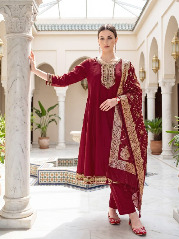 OSSM RESHAM VOL 3 WHOLESALE READYMADE ROMAN SILK AMAZING ANARKALI STYLE 3 PCS SUITS FOR EXPORT