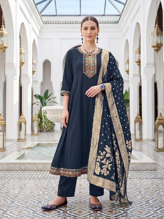 OSSM RESHAM VOL 3 WHOLESALE READYMADE ROMAN SILK AMAZING ANARKALI STYLE 3 PCS SUITS FOR EXPORT