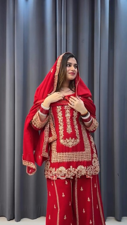 TEXTILEDEAL D.NO KD 1533 WHOLESALE READYMADE BLOOMING GEORGETTE FESTIVE WEAR 3 PCS PLAZZO STYLE SUITS EXPORTER