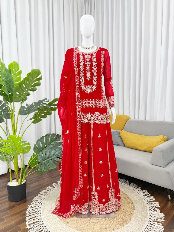 TEXTILEDEAL D.NO KD 1533 WHOLESALE READYMADE BLOOMING GEORGETTE FESTIVE WEAR 3 PCS PLAZZO STYLE SUITS EXPORTER