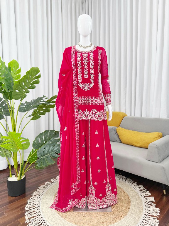 TEXTILEDEAL D.NO KD 1533 WHOLESALE READYMADE BLOOMING GEORGETTE FESTIVE WEAR 3 PCS PLAZZO STYLE SUITS EXPORTER