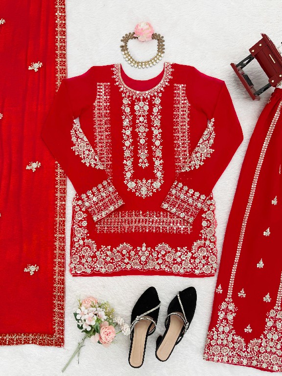 TEXTILEDEAL D.NO KD 1533 WHOLESALE READYMADE BLOOMING GEORGETTE FESTIVE WEAR 3 PCS PLAZZO STYLE SUITS EXPORTER