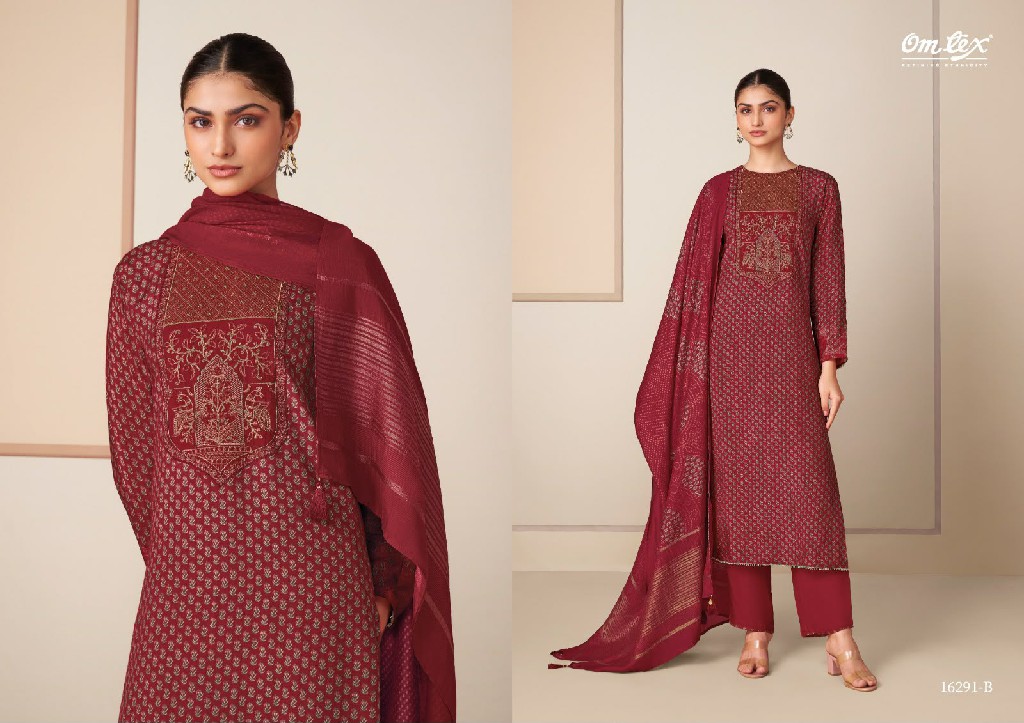 OMTEX MEDHASVI WHOLESALE MUSLIN SILK WITH EMBROIDERY PATCH WORK UNSTITCH SALWAR SUITS EXPORTER