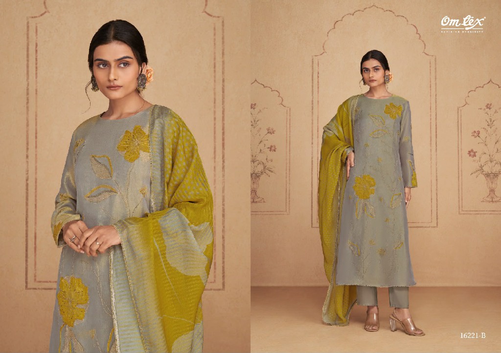 OMTEX VITTORIA WHOLESALE SILK TISSUE SATIN ELEGANT UNSTITCH SALWAR SUITS FOR EXPORT