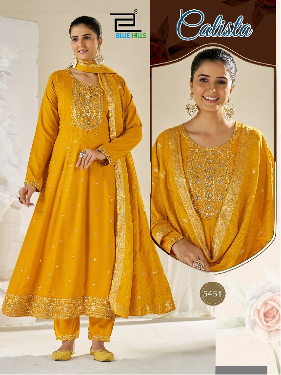 BLUE HILLS CALISTA WHOLESALE READYMADE RAYON BIG SIZE ANAKALI STYLE ETHNIC WEAR 3 P[CS COMBO SET SUITS EXPORTER