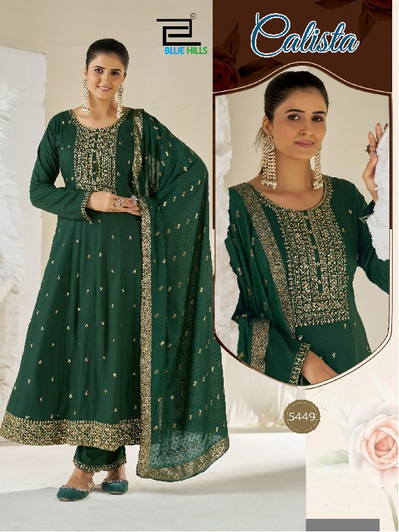 BLUE HILLS CALISTA WHOLESALE READYMADE RAYON BIG SIZE ANAKALI STYLE ETHNIC WEAR 3 P[CS COMBO SET SUITS EXPORTER