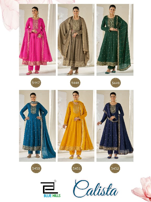 BLUE HILLS CALISTA WHOLESALE READYMADE RAYON BIG SIZE ANAKALI STYLE ETHNIC WEAR 3 P[CS COMBO SET SUITS EXPORTER