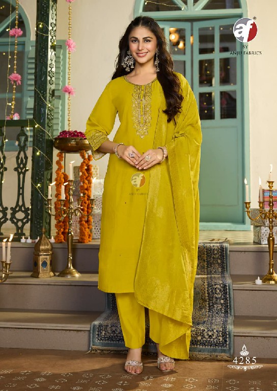 ANJU FAB D.NO 4285 WHOLESALE READYMADE MODAL SILK FESTIVE LOOK 3 PCS COMBO SET SUITS SUPPLIER