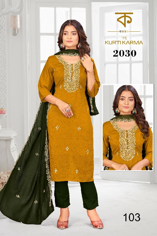 THE KURTI KRAMA D.NO 2030 WHOLESALE READYMADE VICHITRA EMBROIDERED 3 PCS SUITS EXPORTER