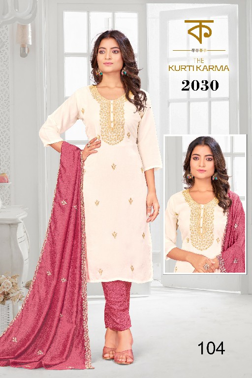 THE KURTI KRAMA D.NO 2030 WHOLESALE READYMADE VICHITRA EMBROIDERED 3 PCS SUITS EXPORTER
