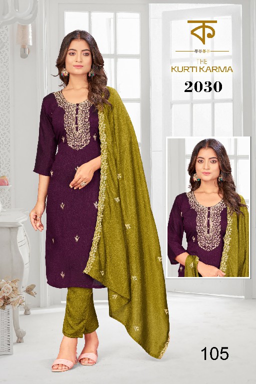 THE KURTI KRAMA D.NO 2030 WHOLESALE READYMADE VICHITRA EMBROIDERED 3 PCS SUITS EXPORTER