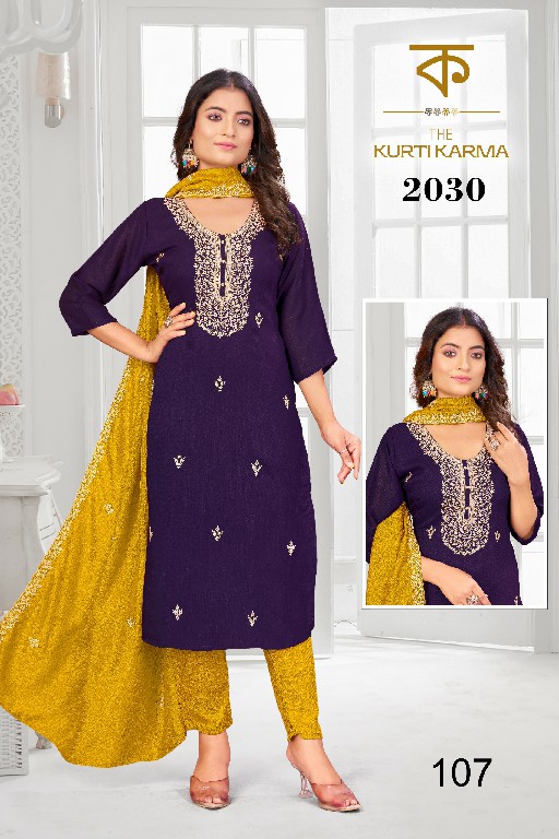 THE KURTI KRAMA D.NO 2030 WHOLESALE READYMADE VICHITRA EMBROIDERED 3 PCS SUITS EXPORTER