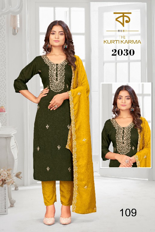 THE KURTI KRAMA D.NO 2030 WHOLESALE READYMADE VICHITRA EMBROIDERED 3 PCS SUITS EXPORTER