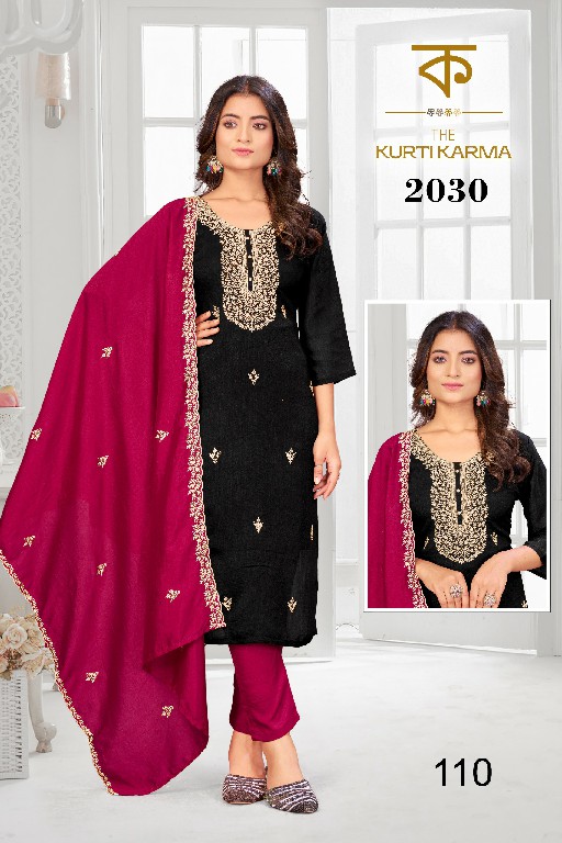 THE KURTI KRAMA D.NO 2030 WHOLESALE READYMADE VICHITRA EMBROIDERED 3 PCS SUITS EXPORTER